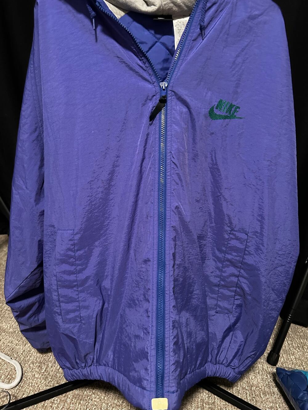 Vintage 90s Nike F41204SID Purple Nylon Hooded Windbreaker Jacket XXL Big Swoosh
